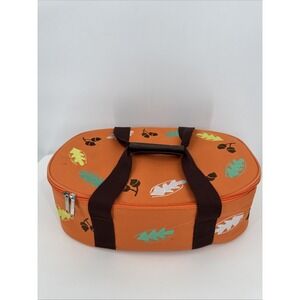 Temptations Old World Fall‎ Harvest Acorn Leaves Carrying Case Orange Handles